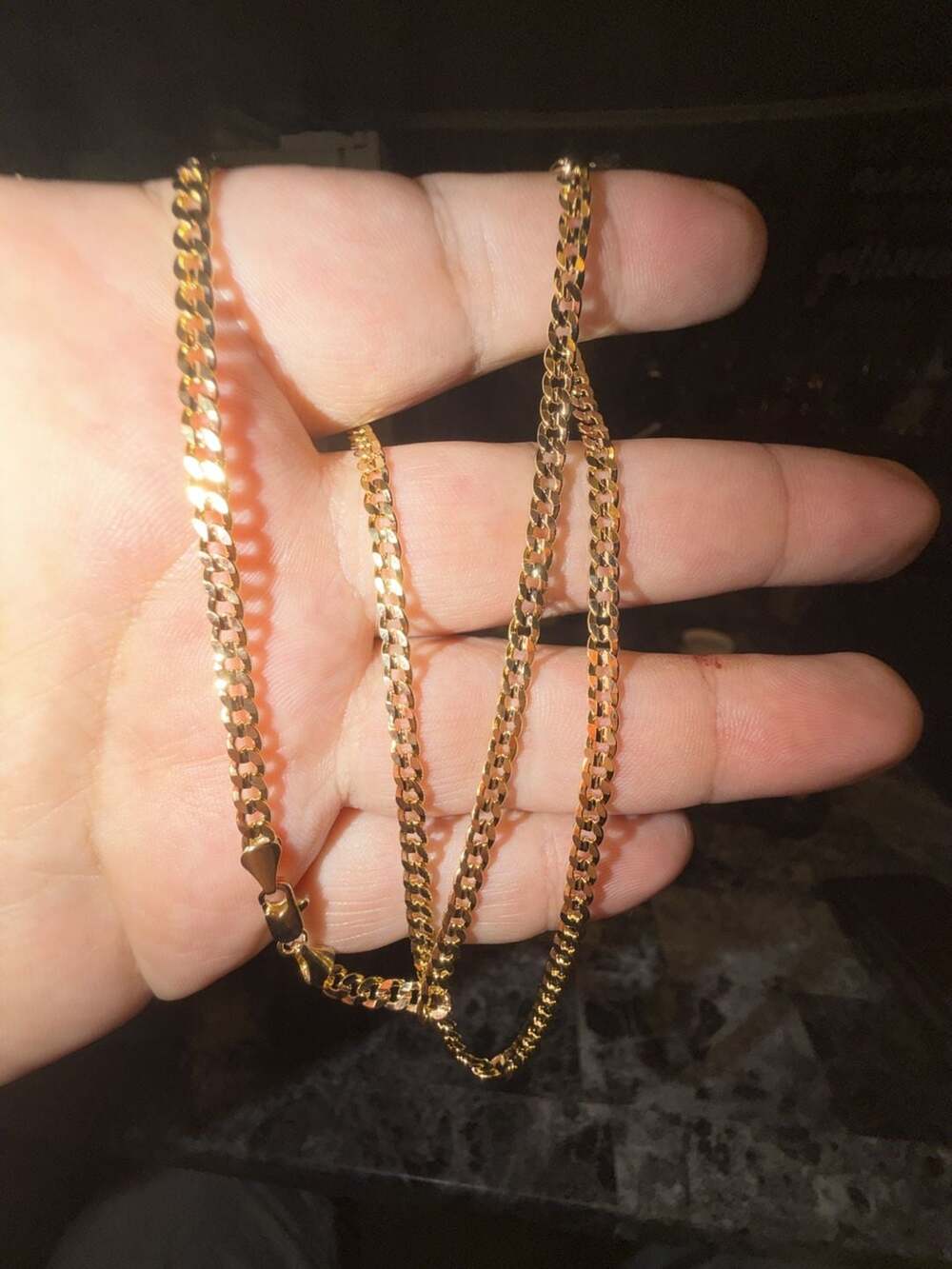 14K Yellow Gold played Cuban Link Curb Chain 22 inch